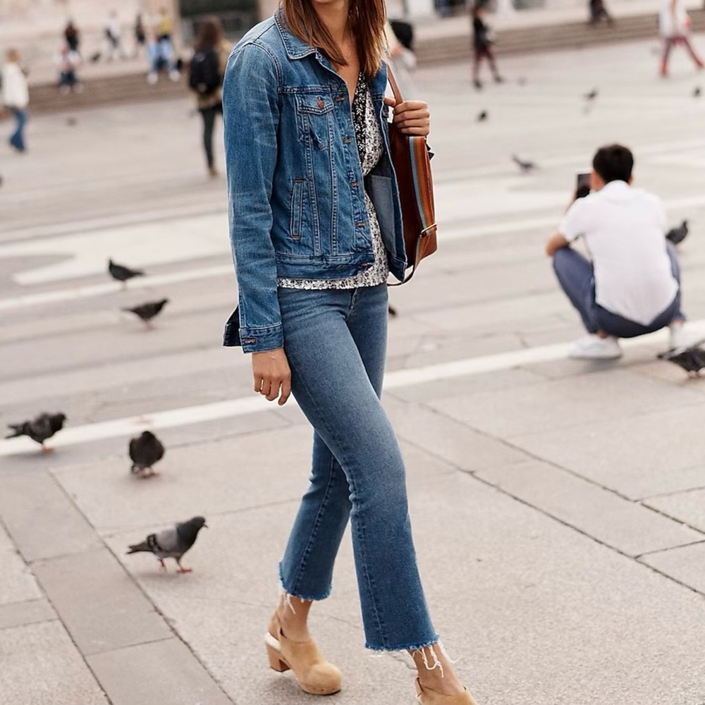 Madewell Cali Demi Boot Jeans Raw Hem Mini Flare